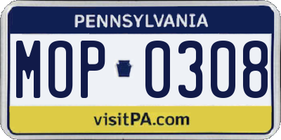 PA license plate MOP0308