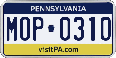 PA license plate MOP0310