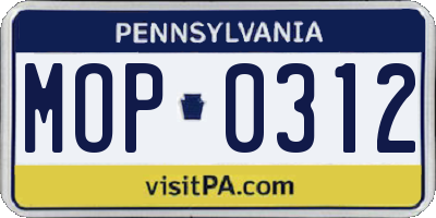 PA license plate MOP0312