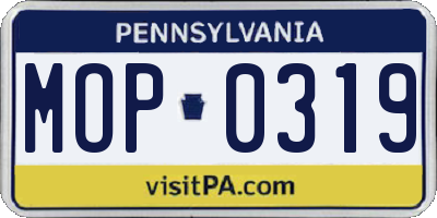 PA license plate MOP0319