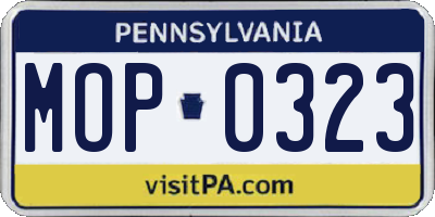 PA license plate MOP0323