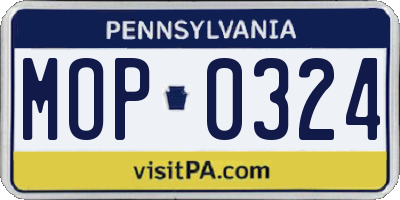 PA license plate MOP0324