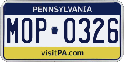 PA license plate MOP0326