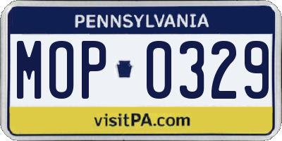 PA license plate MOP0329