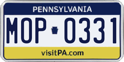 PA license plate MOP0331