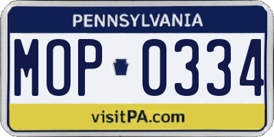 PA license plate MOP0334