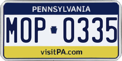 PA license plate MOP0335