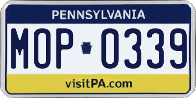 PA license plate MOP0339