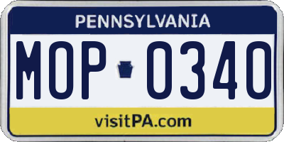 PA license plate MOP0340