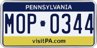 PA license plate MOP0344