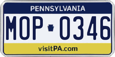 PA license plate MOP0346