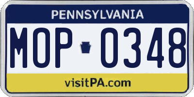 PA license plate MOP0348