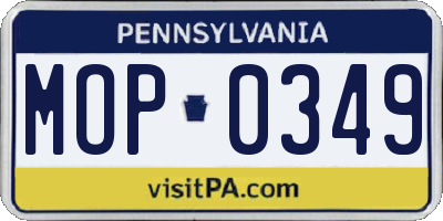 PA license plate MOP0349