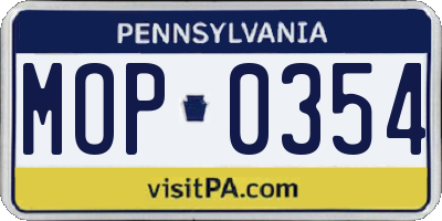 PA license plate MOP0354