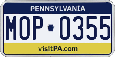PA license plate MOP0355