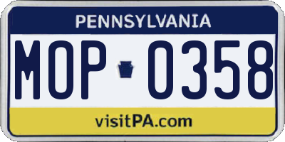 PA license plate MOP0358