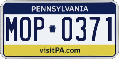 PA license plate MOP0371
