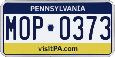 PA license plate MOP0373