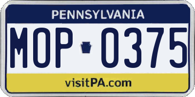 PA license plate MOP0375