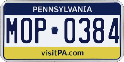 PA license plate MOP0384