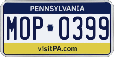 PA license plate MOP0399