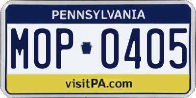 PA license plate MOP0405