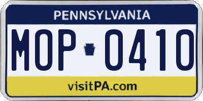 PA license plate MOP0410