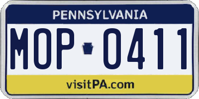 PA license plate MOP0411