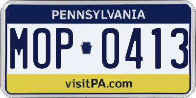 PA license plate MOP0413