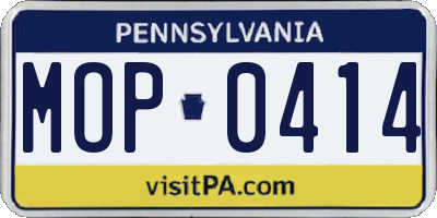 PA license plate MOP0414