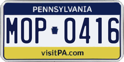 PA license plate MOP0416
