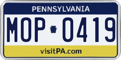 PA license plate MOP0419