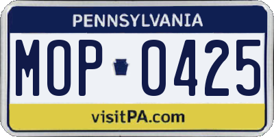 PA license plate MOP0425