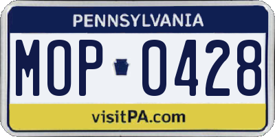 PA license plate MOP0428