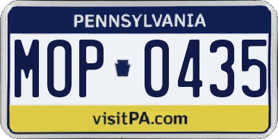 PA license plate MOP0435