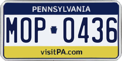 PA license plate MOP0436