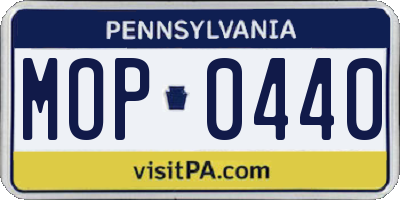 PA license plate MOP0440