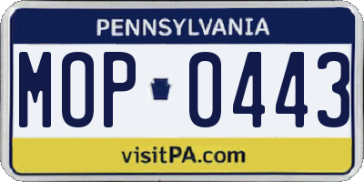 PA license plate MOP0443
