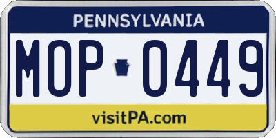 PA license plate MOP0449