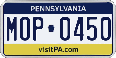 PA license plate MOP0450