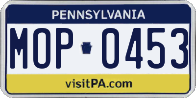 PA license plate MOP0453