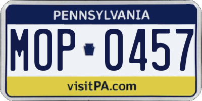 PA license plate MOP0457
