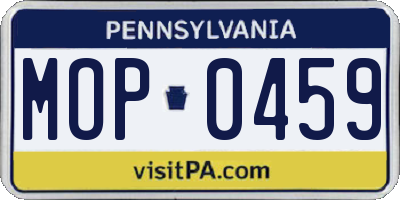 PA license plate MOP0459