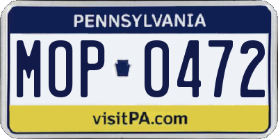 PA license plate MOP0472