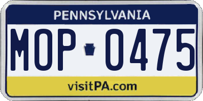 PA license plate MOP0475