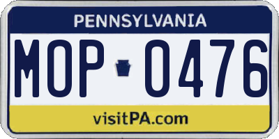 PA license plate MOP0476