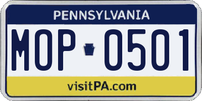 PA license plate MOP0501