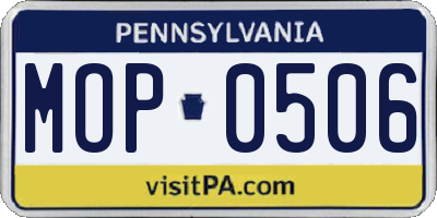 PA license plate MOP0506