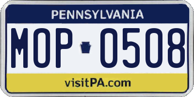 PA license plate MOP0508