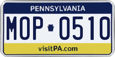 PA license plate MOP0510